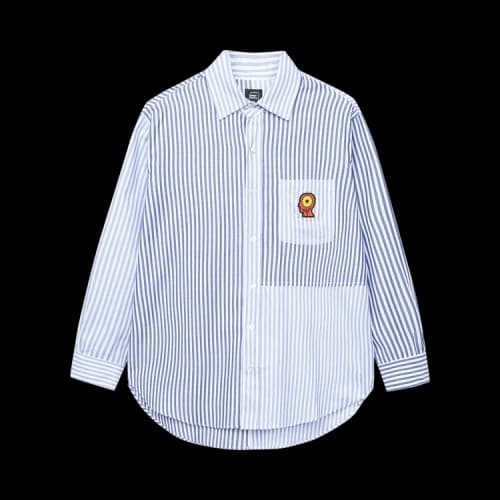 Brain Dead Sunflower Paneled Oxford Button Up Shirting 'Blue/White'
