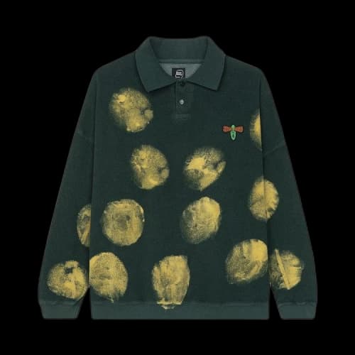 Brain Dead Novelty Spray Reverse Fleece Polo 'Green'