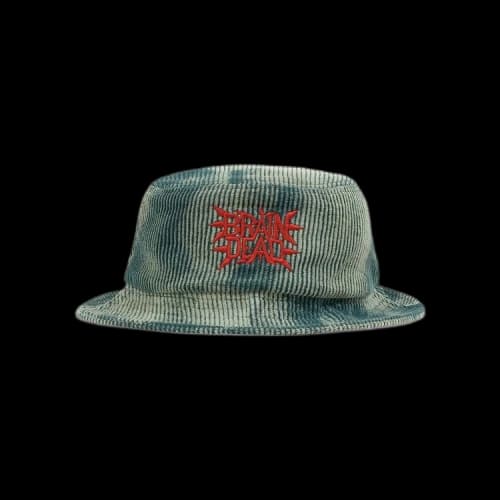 Brain Dead Spikey Bleached Cord Bucket Hat 'Mallard Green'