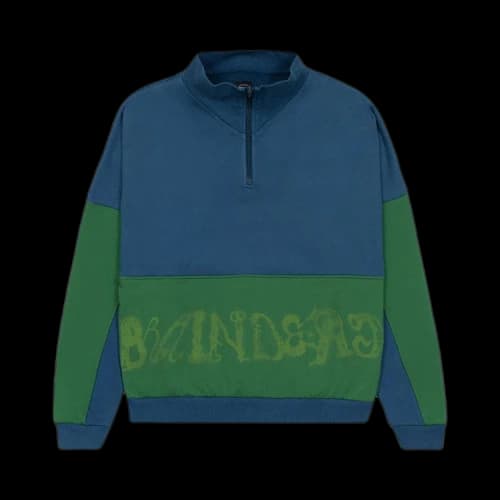 Brain Dead Sinister Screw Overlay Half Zip Fleece 'Mallard Green'