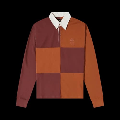 Brain Dead Paneled Rugby Shirt 'Maroon'