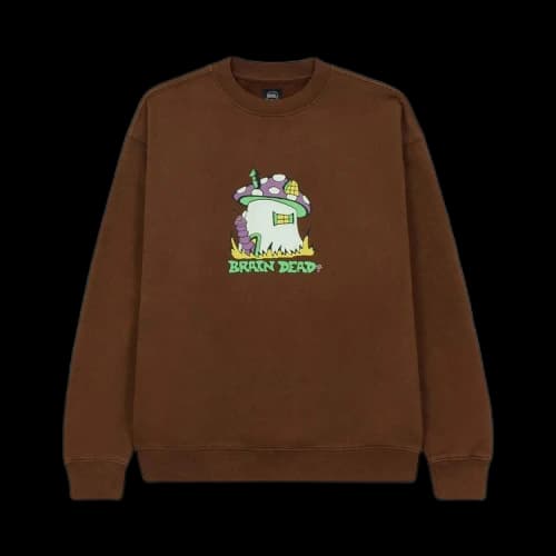 Brain Dead Mushroom House Crewneck 'Brown'