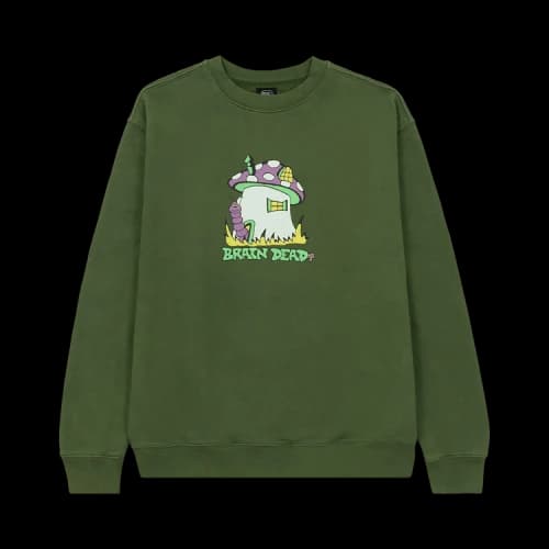 Brain Dead Mushroom House Crewneck 'Olive'