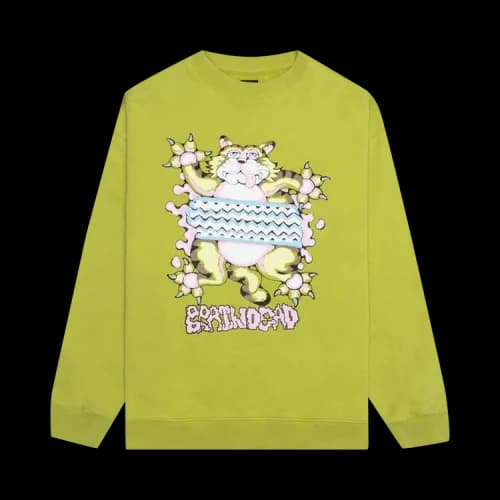 Brain Dead Relaxed Cat Crewneck 'Olive'