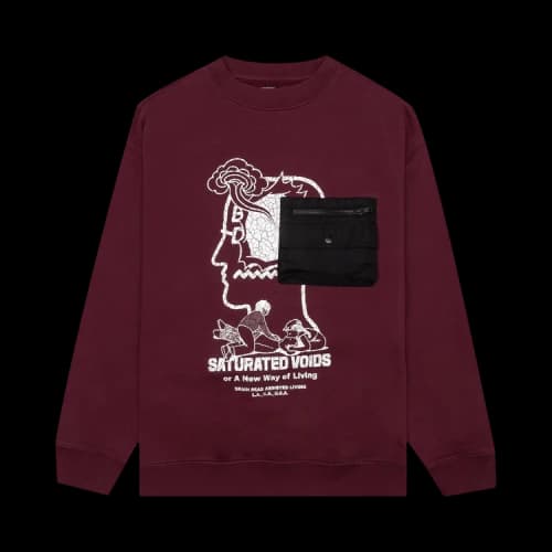 Brain Dead Saturated Voids Crewneck 'Vintage Wash Burgundy'