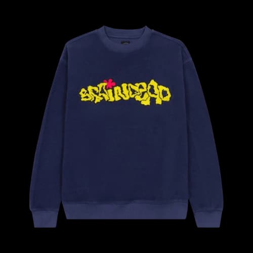 Brain Dead Slime Reverse Fleece Crewneck 'Navy'
