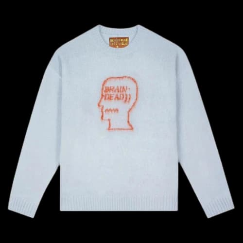 Brain Dead Superfuzz Logohead Crewneck Sweater 'Sky Blue'