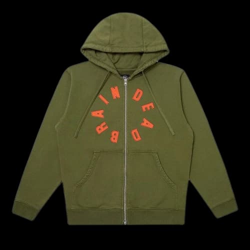 Brain Dead Collegiate Zip Up Hoodie 'Green'