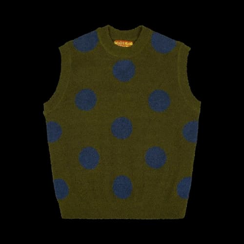 Brain Dead Teddy Fur Dot Knit Sweater Vest 'Olive'