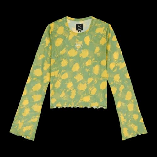 Brain Dead Dot Hyper Mesh Bell Sleeve Top 'Lime'