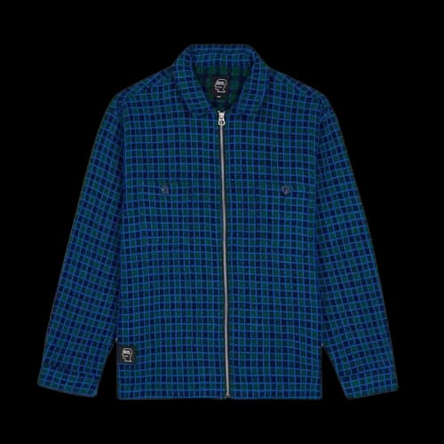 Brain Dead Check Mate Flannel Zip Shirt 'Navy'