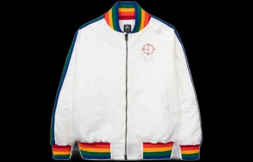 Brain Dead Records Embroidered Satin Club Jacket 'White'