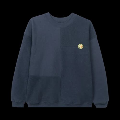 Brain Dead Global Works Split Panel Fleece & Terry Crewneck Sweatshirt 'Navy'