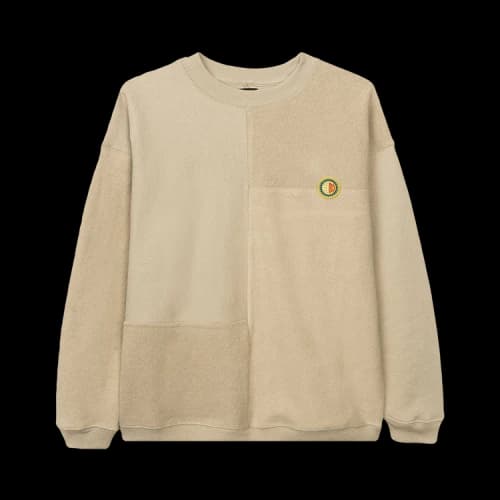 Brain Dead Global Works Split Panel Fleece & Terry Crewneck Sweatshirt 'Natural'