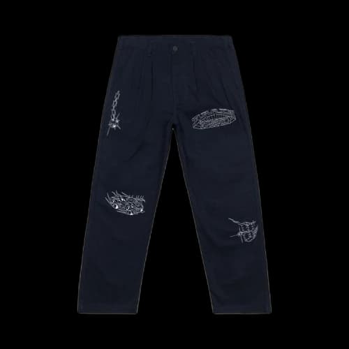 Brain Dead Whips and Chains Wide Leg Pleated Pants 'Navy'