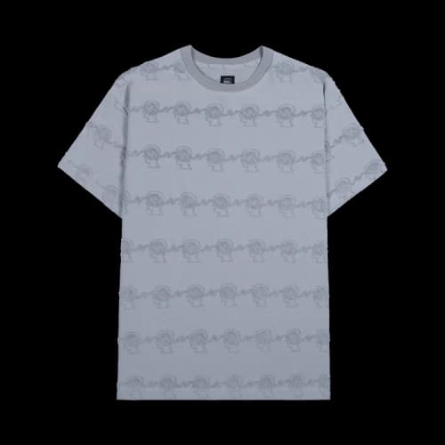 Brain Dead Running Head Textured Stripe Short-Sleeve 'Washed Blue Grey'