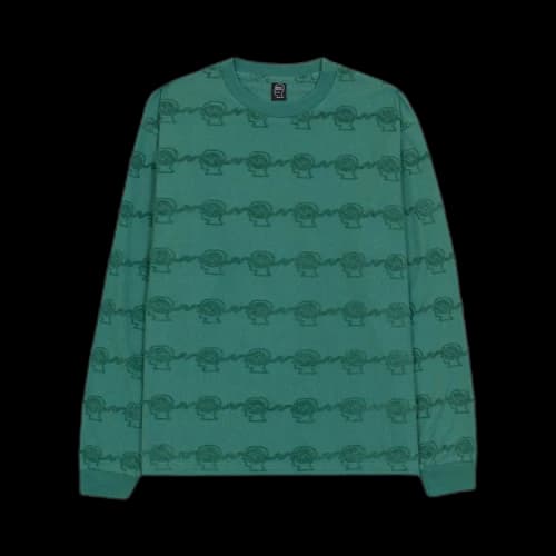 Brain Dead Running Head Textured Stripe Long-Sleeve 'Mallard Green'