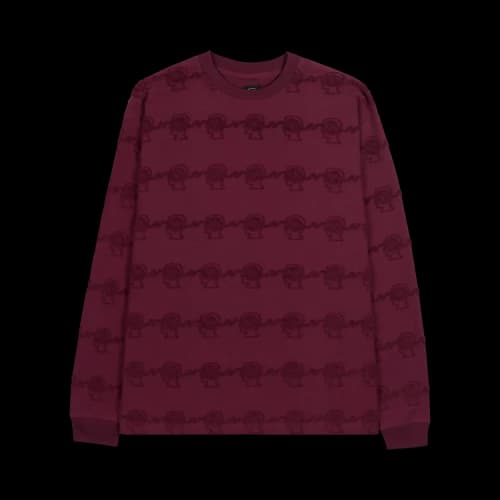 Brain Dead Running Head Textured Stripe Long-Sleeve 'Burgundy'