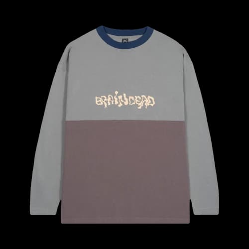 Brain Dead Embroidered Long-Sleeve Football Shirt 'Grey'