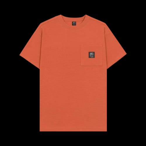 Brain Dead Waffle Knit Mockneck Pocket-Shirt With PVS 'Terracotta'