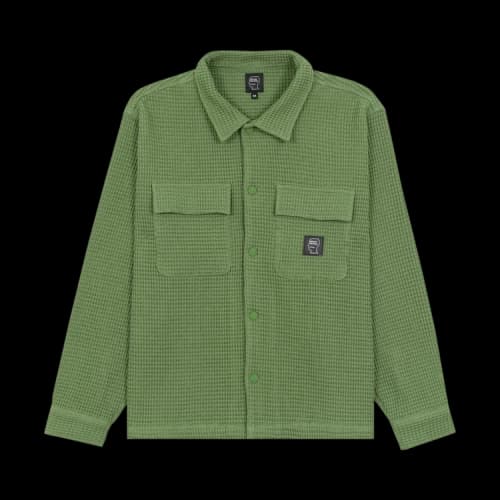 Brain Dead Waffle Snap Front-Shirt 'Olive'