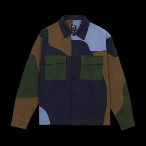Brain Dead Patchwork Military Field Shirt Jacket 'Navy'