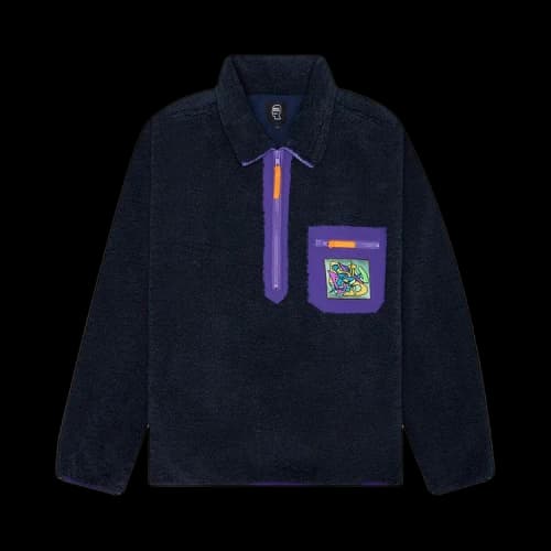 Brain Dead Teddy Sherpa Half Zip Jacket 'Navy'