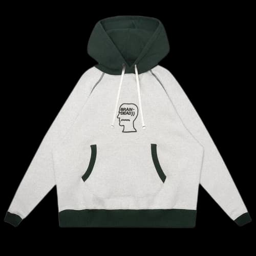 Brain Dead Fleece Logo Head Raglan Hoodie 'Oatmeal Green'