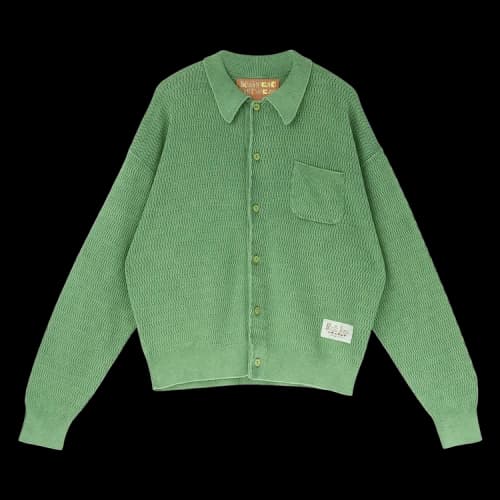 Brain Dead Pigment Dye Long-Sleeve Polo Sweater 'Green'