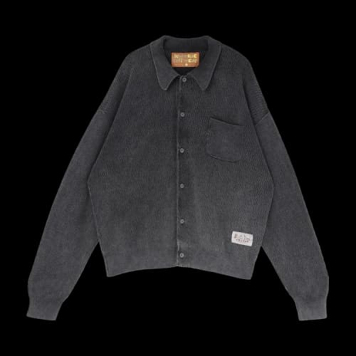 Brain Dead Pigment Dye Long-Sleeve Polo Sweater 'Ink'