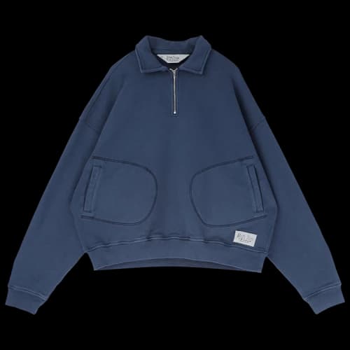 Brain Dead Half Zip Collared Sweatshirt 'Midnight'