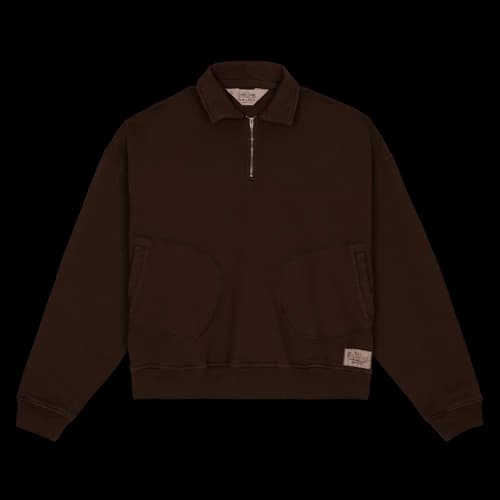Brain Dead Half Zip Collared Sweatshirt 'Brown'