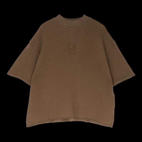 Brain Dead Boxy Thermal Mock Neck T-Shirt 'Brown'