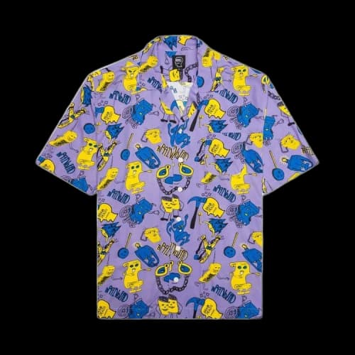 Brain Dead Caricatures Short-Sleeve Hawaiian Shirt 'Plum'