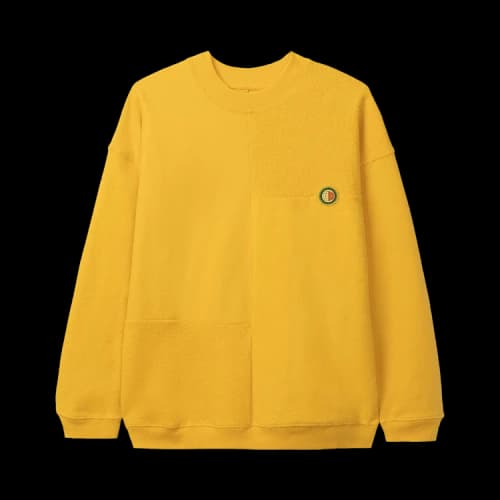 Brain Dead Global Works Split Panel Fleece & Terry Crewneck Sweatshirt 'Yellow'