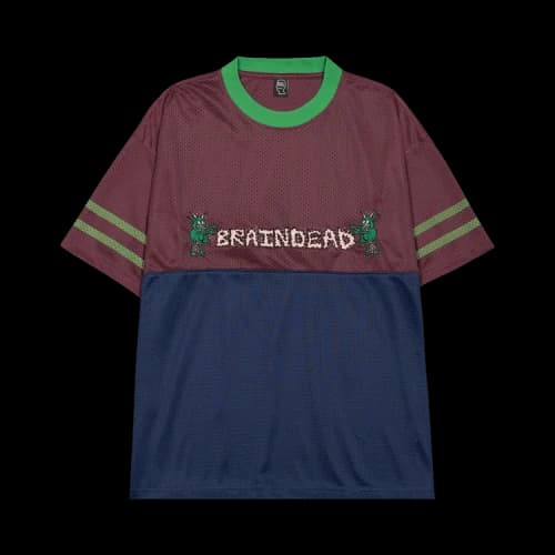 Brain Dead Paneled Football Mesh Shirt 'Burgundy'