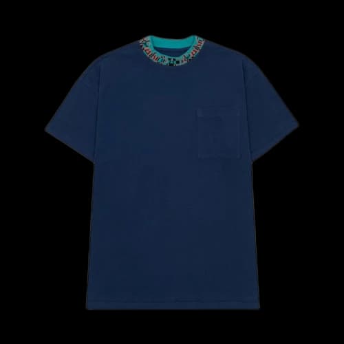 Brain Dead Jacquarded Collar Pique Mock Neck Shirt 'Navy'