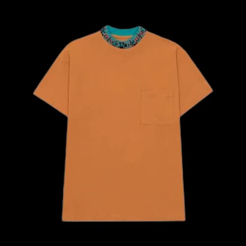 Brain Dead Jacquarded Collar Pique Mock Neck Shirt 'Orange'
