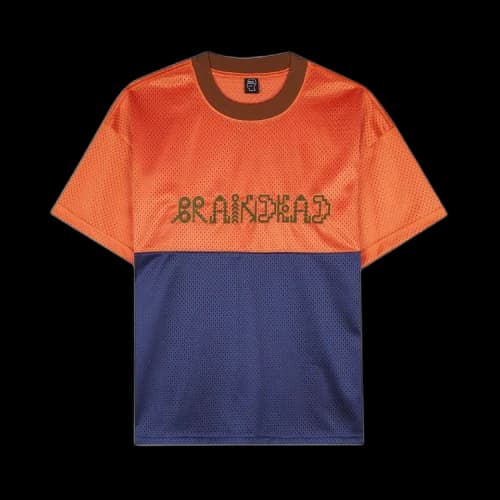 Brain Dead Maze Football Mesh Shirt 'Orange/Navy'