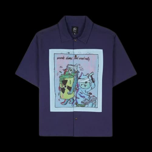 Brain Dead Wounds Heal Short-Sleeve Button Up Shirt 'Navy'