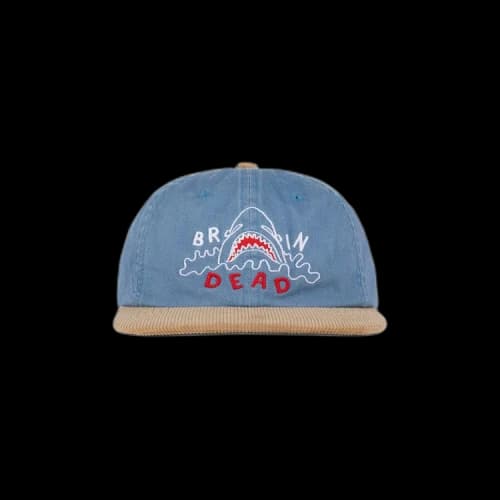 Brain Dead Shark Attack 6 Panel Hat 'Navy/Khaki'