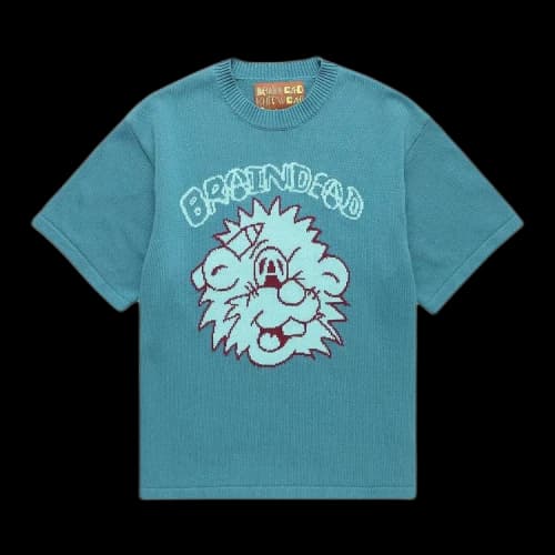 Brain Dead Anarchy Wink Short-Sleeve Knit Sweater 'Seafoam'