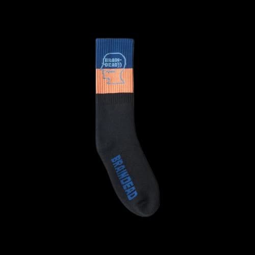 Brain Dead Striped Logo Head Socks 'Blue/Orange/Black'