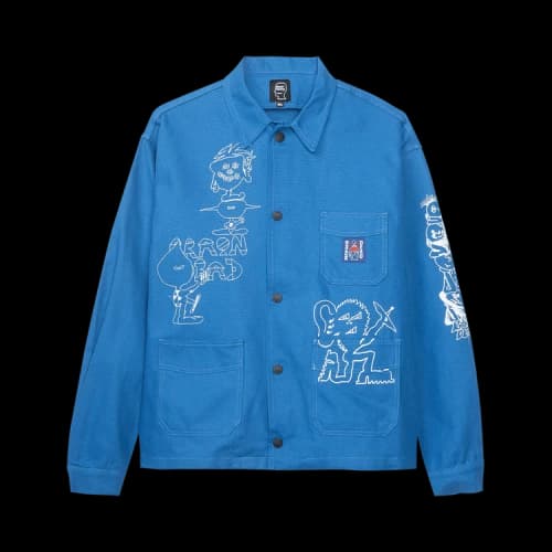 Brain Dead Printed Canvas Chore Coat 'Blue'