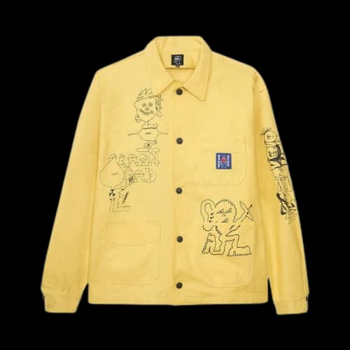 Brain Dead Printed Canvas Chore Coat 'Light Yellow'