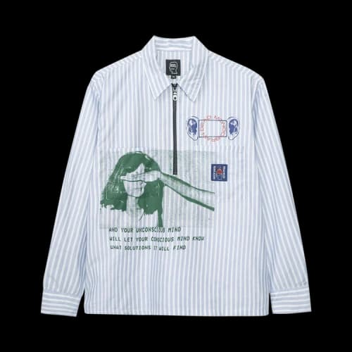 Brain Dead Half-Zip Long-Sleeve Shirt 'Light Blue'