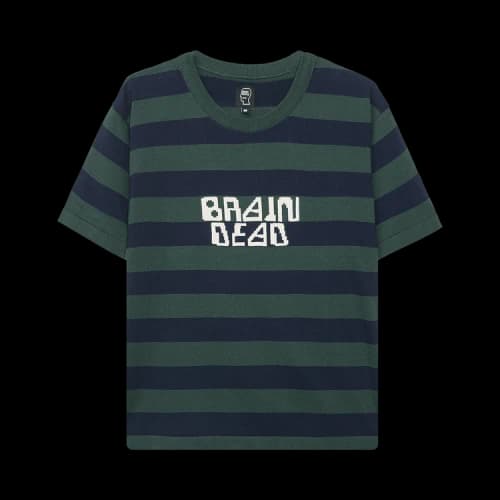 Brain Dead Merino Splatt Short-Sleeve Stripe Sweater 'Green/Blue'
