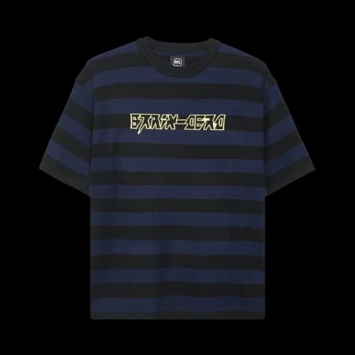 Brain Dead Merino Splatt Short-Sleeve Stripe Sweater 'Black/Blue'