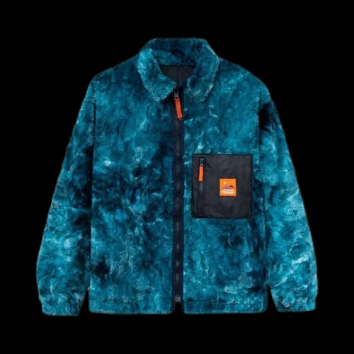 Brain Dead Fully Reversible Zip Front Fur Shirt Jacket 'Teal/Navy'