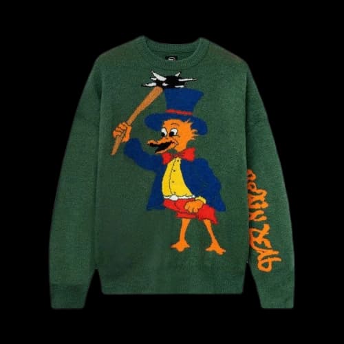 Brain Dead Brain Duck Novelty Knit Sweater 'Green/Multicolor'